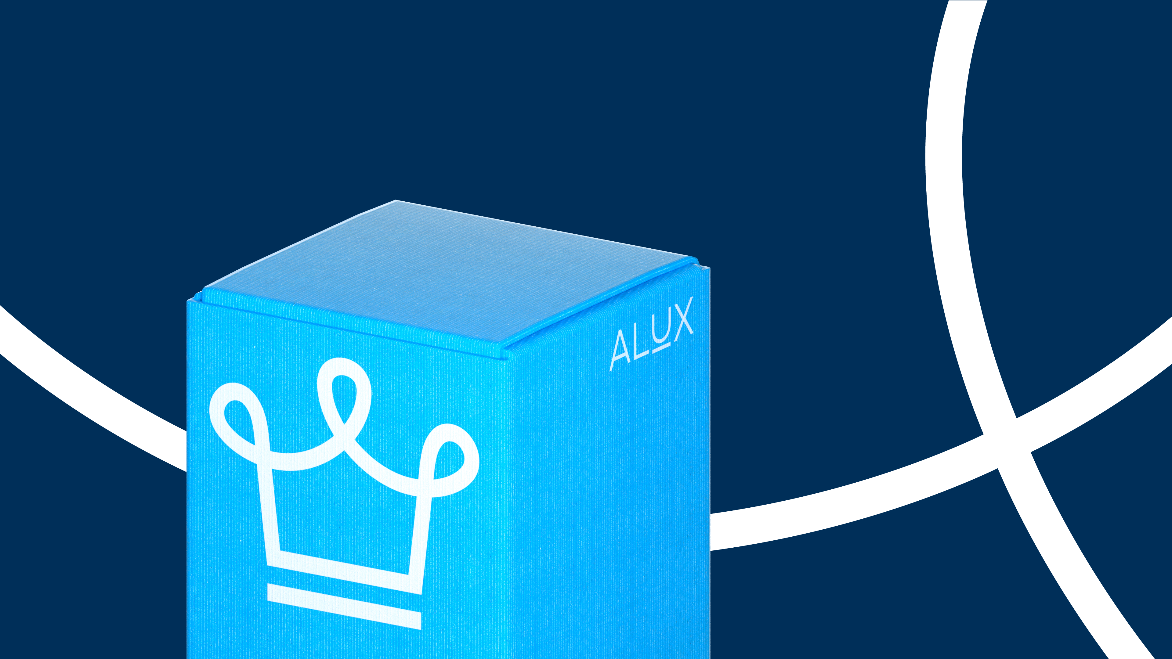 Alux - Packaging 3d alan jacob george alux art box brand application brand identity branding cinema 4d clean crown design graphic design illustration logo logomark minimal render uiux visualization