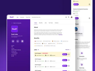 Company Profile on Job Portal design job portal landing page mobile app ui ui design ui exploration user interface web design