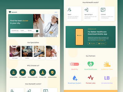 My health- UI design of a healthcare platform app branding design doctor graphic design health illustration location logo typography ui ux vector website