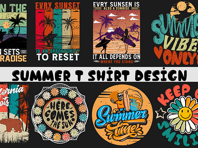 SummeR T shirt Design appeal design coconut t shirt graphic design illustration print on demand summer designs summer shirt summer shirts summer t shirt summer t shirt design summer time summer typography summer vibe summers t shirt design vector art vintage summer