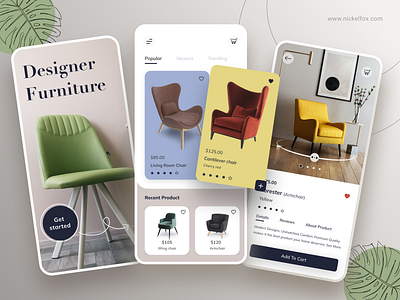 Furnify Furniture iOS App app design branding color design design inspration design thinking exploration furniture design futuristic home design insprination minimal minimal design modern product design ui ux web design