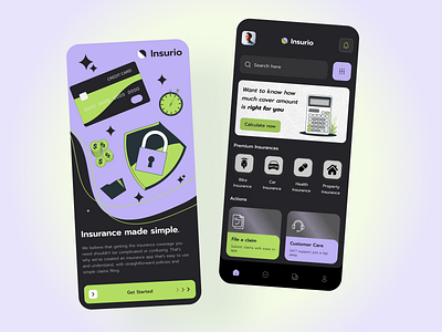 Insurance App Design app bike car dark mode design insurance insurance app ios minimal mobile ui ui design