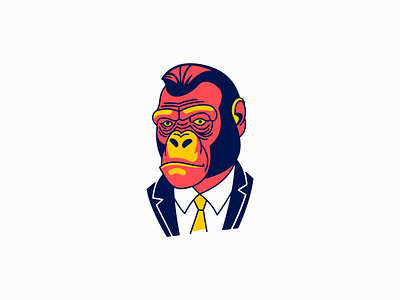 Elegant Gorilla Logo animal ape branding business cartoon character design elegant emblem fun gentleman gorilla icon illustration logo mark mascot playful suit vector