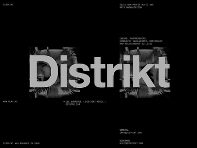 Distrikt.org — Visualizer black bold brand dark glitch grid illustration layout music typo typography whitespace