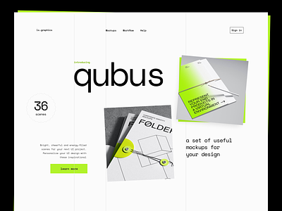 Qubus - Branding Mockups design download freebie header hero landing mock up mockup psd ui