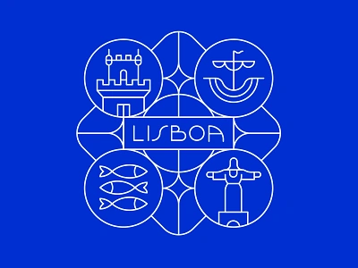 Lisbon Badge badge christ city design europe fish geometric icon illustration line lisboa lisbon logo portugal ship spot illustration vector