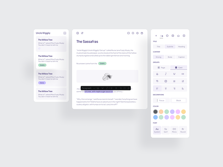 Note-taking UI Component Feature Organizer + Editor Panel by Mufidul ...