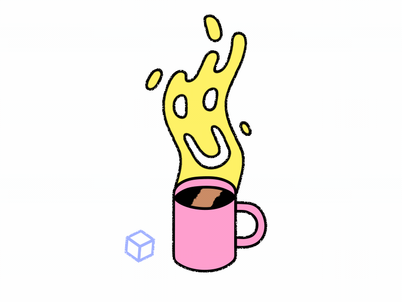 Coffee Break cartoon character coffee cup gif happy hot loop mug pink smiley