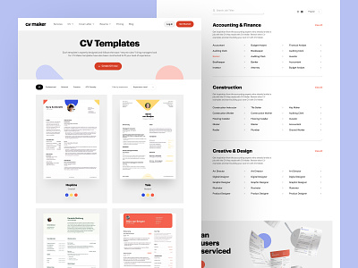 CVMaker - CV Templates and Examples branding design product saas ui ux visual identity web design website