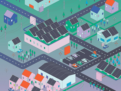 pv magazine cover illustration cover house illustration isometric isometry magazine photovoltaic publishing pv magazine solar solar panel technical town