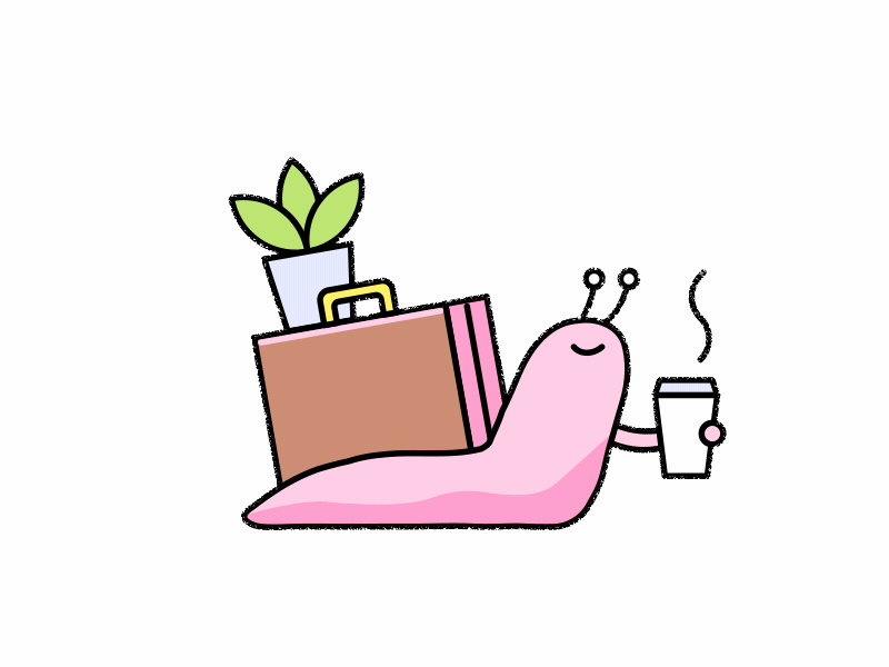 Remote briefcase cartoon character coffee freelance gif home home office loop remote snail walkcycle worker