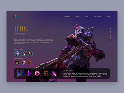 League of Legends - Champions Info design desktop figma game gaming landing page league of legends ui ui design web