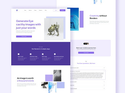 Text to image landing page ai design landing page ui web