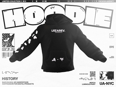 Merch design for our team | Lazarev. 3d animation branding clothes collection design digital graphic design hoodie illustration lazarev light limited merch motion graphics print typo typography ua vector