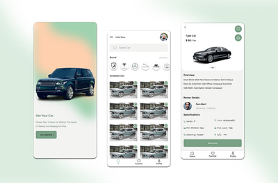 car rent app design ui ux