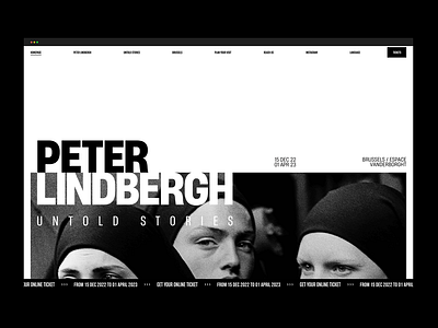 Peter Lindbergh Brussels exhibition belgium black and white clean grid peter lindbergh photograph photography ui ux webdesign website