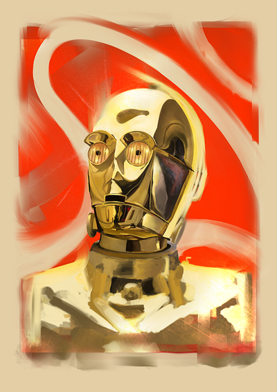 C-3PO Portrait design illustration photoshop procreate