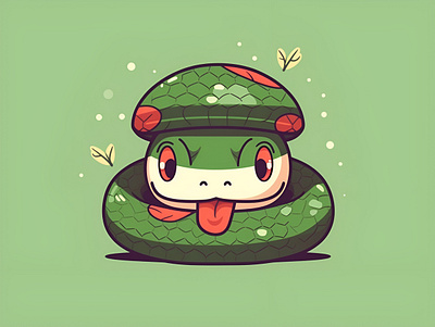 Snake 2d animal cartoon character cobra cute flat design green illustration illustrator kawaii logo logo design mascot python reptile simple snake wildlife