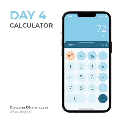 Challenge Day 4 - Calculator blue calculator clean dailyui figma mobile app modern simple uiux uiux design user interface