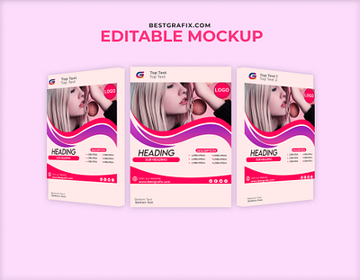 Three Sided Photoshop Mockup with Editable Text and Photos psd mcokup