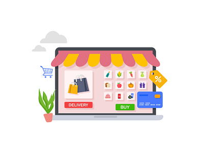Online grocery store shopping order & delivery in supermarket 👇 vegetables