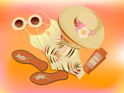 Summer vacation beach fashion design illustration spf summertime vector