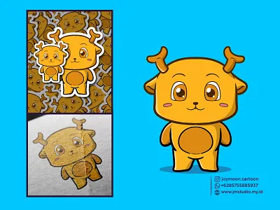 Cute deer cartoon character branding cartoon character cartoon cute deer design graphic design happy illustration kids logo stiker ui vector
