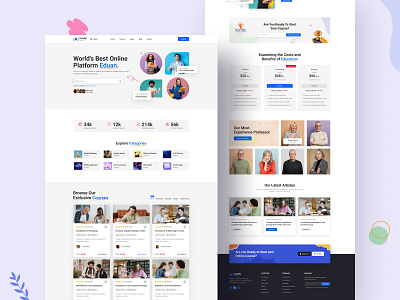 Online Courses & Education Template academy branding clean collage course creative design e learning education figma landingpage lms minimal school student teacher typography udemy university website
