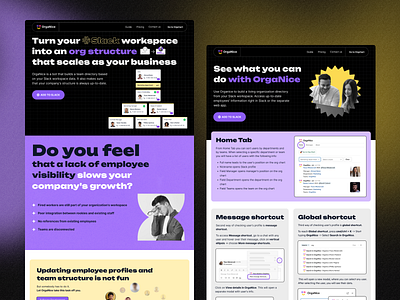 Landing Page for OrgaNice brutalizm cards guide landing landing page org org chart ui users