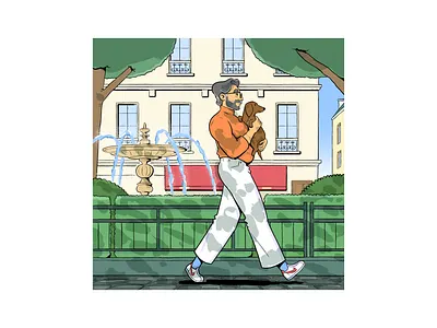 Petit chien colour design dog drawing fashion illustration paris pet style