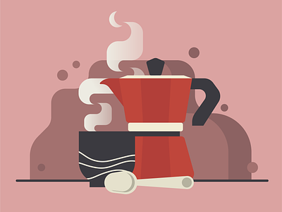 Mocha Pot Coffee brewing coffee coffee brew coffee lover coffee making mocha mocha pot morning routine mug spoon steam vector