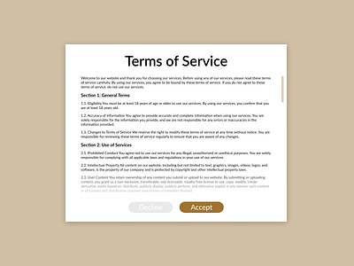 DailyUI #089 Terms Of Service ai brown daily ui dailyui popup terms of service