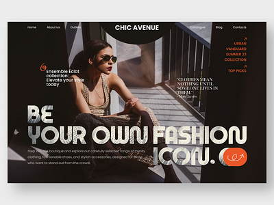 Chic Avenue Fashion Boutique Concept animation boutique branding brown clothes clothing concept dark design ecommerce fashion first screen hero page inhensweb outfit ui website