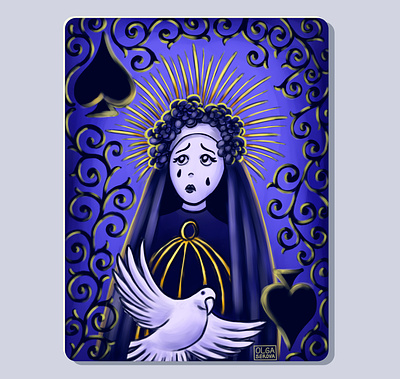 Freedom playing card illustration art bird blue challenge digital art illustration nun playing card spades