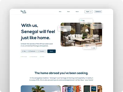 Hotel reservation landing page bed and breakfast design hotel landing landing page online reservation reservation search bar sen keur senegal ui web webdesign website