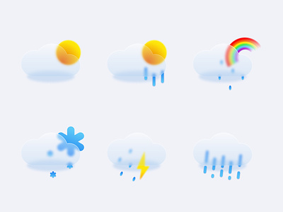 Day weather icons design figma glasmorp glassmorphism effect graphic design icons for uiux design illustration modern weather forecast weather icons