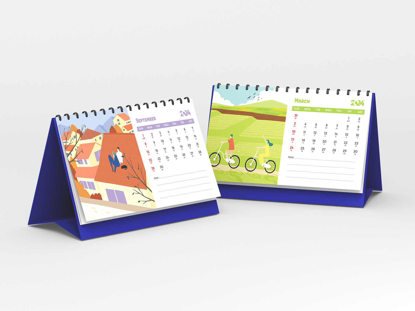 2024 Printable Desk Calendar Template by Ant Dang on Dribbble