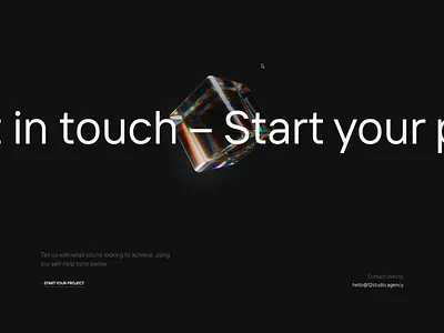 Contact Page [Animation] 3d agency animation arrow branding button clean contact cube dark field form input marquee minimal responsive ui ux web webgl