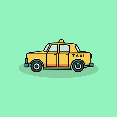 Simple Taxi Flat Icon Design branding graphic design ui yellow cab