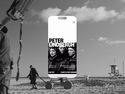 Peter Lindbergh Brussels exhibition. black and white clean mobile peter lindbergh photographer photography ux webdesign website