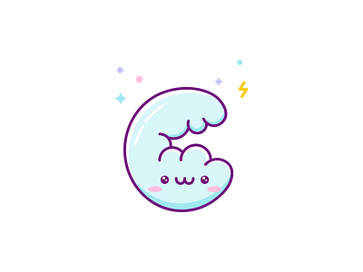 C — Kawaii Cloud adobe cartoon character cloud colorful colourful cute icon illustration illustrator kawaii letter sticker vector weather