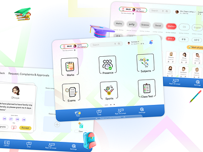 SchoolMate App. 3d app blender design figma illustration interactiondesign parantalapp productdesign schoolapp ui uiux userexperience userinterface ux