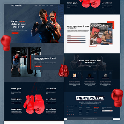 MMA Boxing Website Design blue boxing branding clean design graphic design landing page mixed martial arts mma red ui ui ux website website design