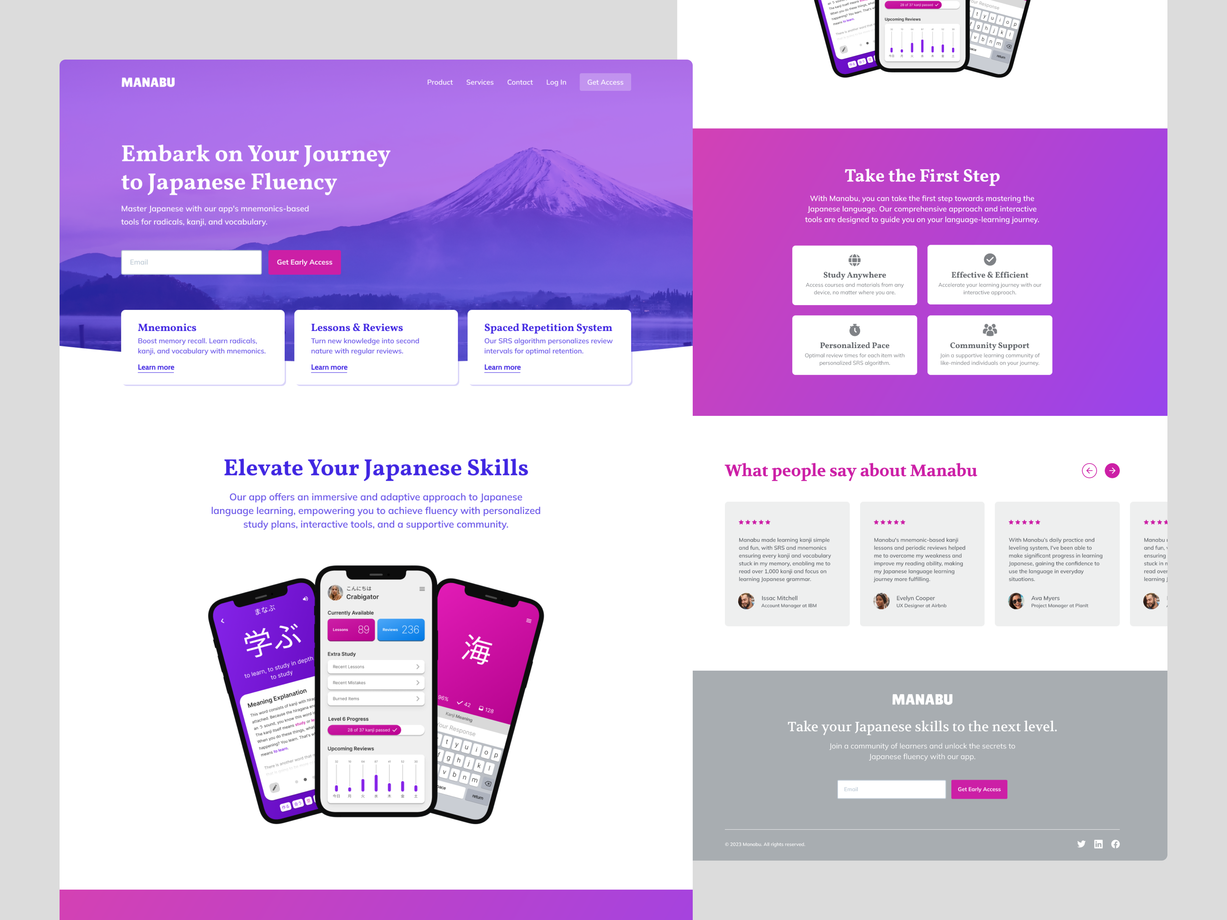 Manabu - Website hiragana japanese kanji katakana language language learning learn site study studying web web design web page webpage website