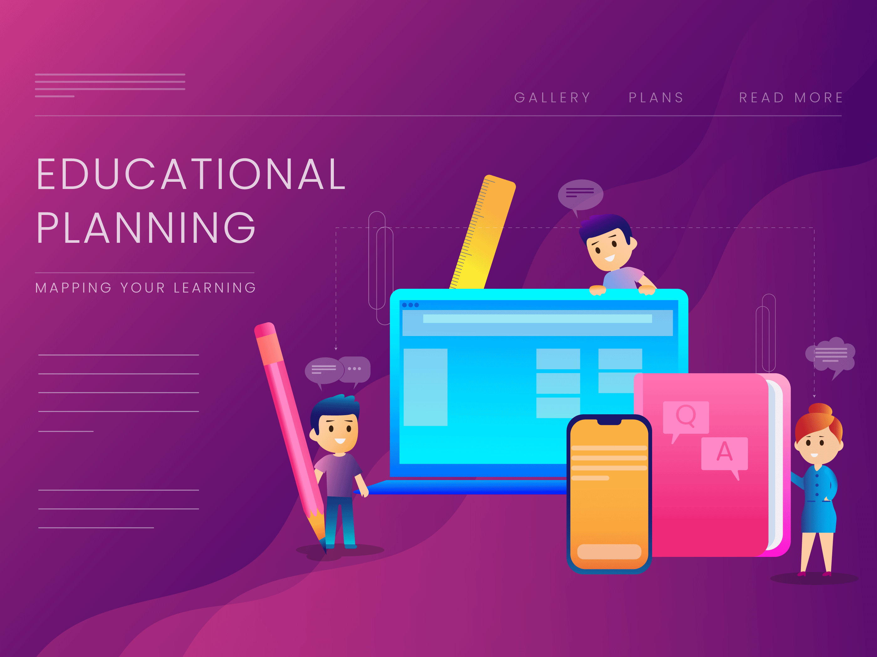 Educational planning educational gradient graphic design illustration minimal planning ui vector