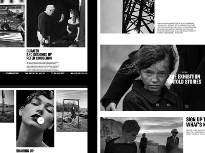 Peter Lindbergh Brussels exhibition. black and white clean design details photography slider webdesign website