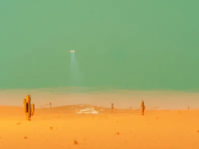 🌵🛸 3d blender cactus desert flying saucer heat ufo