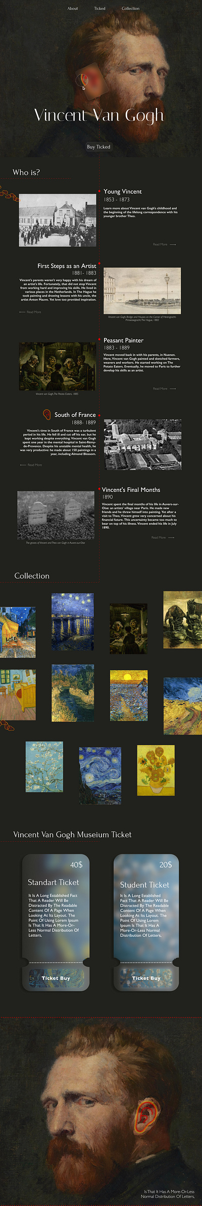 Vincent van Gogh / Event website app branding design figma graphic design home page landing page ui uiux ux vangogh website