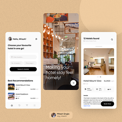 Hotel Booking App UI design figma ui