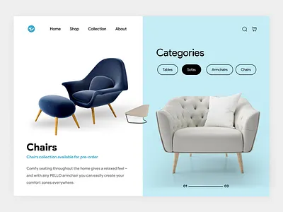 Minimal Furniture Website Design 3d branding design flat graphic design illustration logo motion graphics ui ux vector web